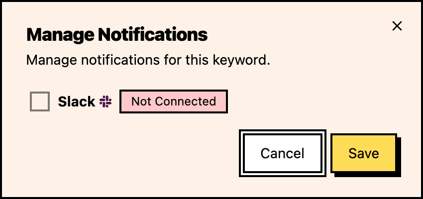 Manage Notifications dialog for a Lens listing notification channel readiness.